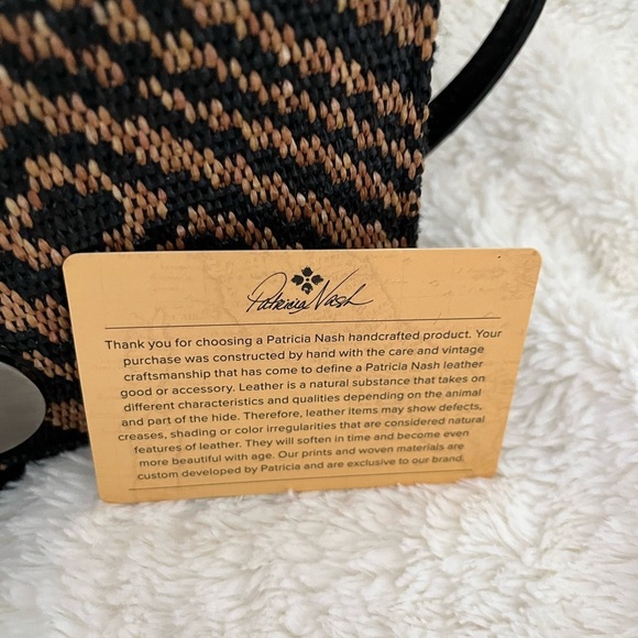 Patricia Nash Black and Tan Handcrafted Straw and Leather Crossbody Bag 9x61/2 - Picture 12 of 12